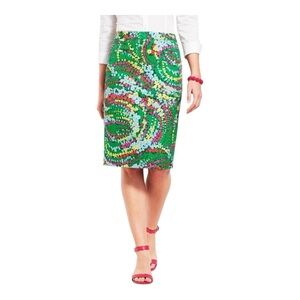 Talbots Woman 20W Floral Pencil Skirt Multicolored Bold Chic Preppy